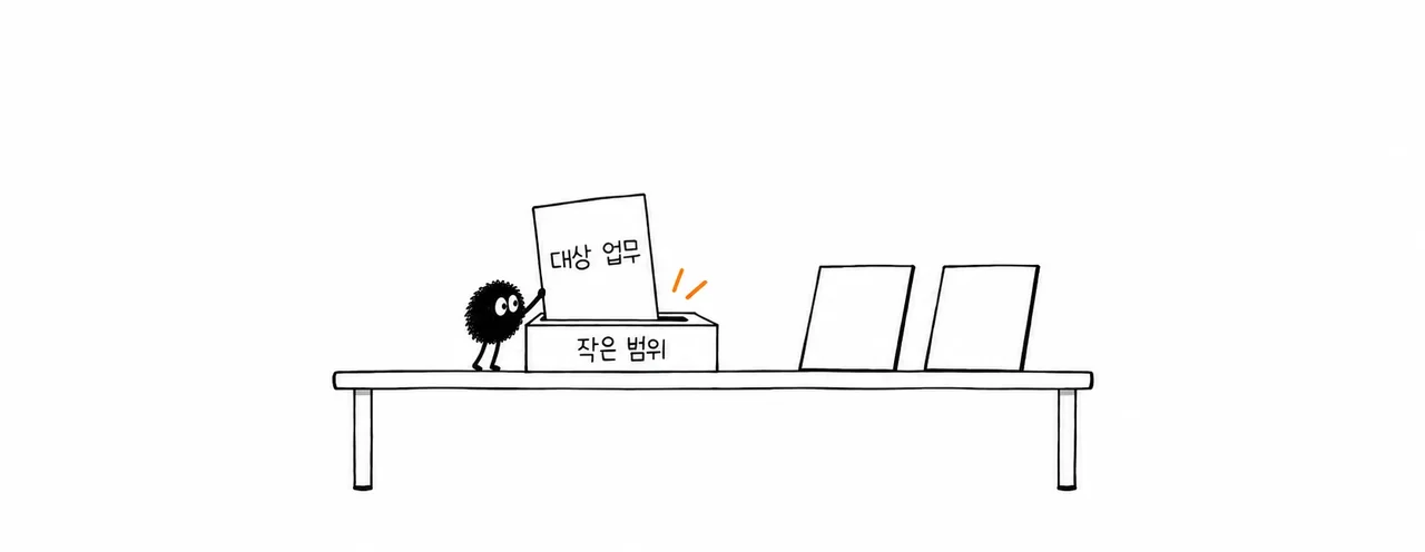 후보 업무 셋 가운데 하나만 작은 범위에 넣는 스케치